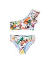 Molo bikini asymétrique Nola à fleurs - Bleu