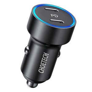 Choetech Dual-Port USB-C PD Autolader - 36W - Zwart