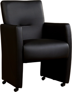 Zwarte leren moderne eetkamerfauteuil Pleasure - Hermes Leer Nero (zwart leer)