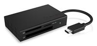 ICY BOX IB-CR401-C3 USB 3.0 Type-C Kaartlezer voor CF, SD en MicroSD Geheugenkaarten, SD 4.0/UHS-II, Aluminium, Geïntegreerde Kabel, Zwart