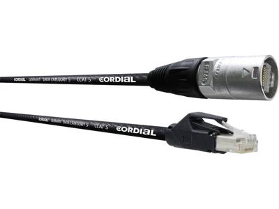 Cordial CSE 5 NH 5 RJ45 Netwerkkabel, patchkabel CAT 5e S/UTP 5.00 m Zwart PUR-mantel, Afscherming gevlochten 1 stuk(s)