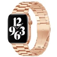 By Qubix - Stalen schakelband - Rosé goud - Compatible met Apple watch 44mm / 45mm / 46mm / 49mm - Compatible Apple watch bandjes