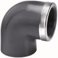 Effast Knie 90° PVC met RVS ring Lijm x Binnendraad 32mm x 1" - Duurzaam en Waterdicht