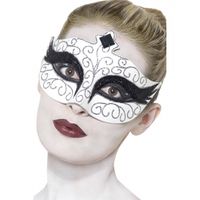 Gothic zwaan oogmasker zwart met wit   -