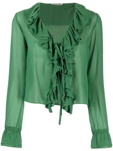 BODE blouse en soie Flounce à volants - Vert