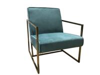 Fauteuil Milano Petrol + Goud frame