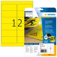 Herma 8029 Signaaletiketten 99.1 x 42.3 mm Polyester folie Geel 300 stuk(s) Extra sterk hechtend Laser (zwart/wit), Laser (kleur), Kopiëren (zwart/wit),