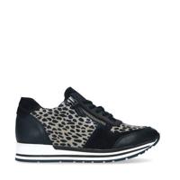 Manfield leren sneakers met panterprint zwart