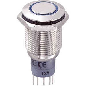 TRU COMPONENTS 701857 LAS2GQF-11E/B/12V/N/P Vandalismebestendige druktoets 250 V/AC 3 A 1x aan/(aan) Moment Blauw IP67 1 stuk(s)