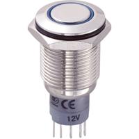 TRU COMPONENTS 701857 LAS2GQF-11E/B/12V/N/P Vandalismebestendige druktoets 250 V/AC 3 A 1x aan/(aan) Moment Blauw IP67 1 stuk(s) - thumbnail