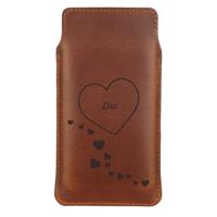 Leren telefoonhoesje met naam en/of tekst - L