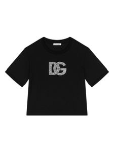 Dolce & Gabbana Kids t-shirt en coton à logo strassé - Noir