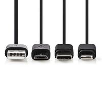 Nedis CCGP60620BK10 3-in-1 Sync And Charge-kabel Usb-a Male - Micro B Male / Type-c Male / Apple Lightning 8-pins Male 1,0 M Zwart - thumbnail