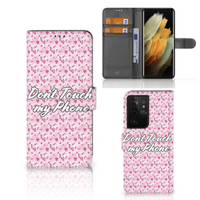 Samsung Galaxy S21 Ultra Portemonnee Hoesje Flowers Pink DTMP - thumbnail