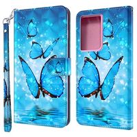 Wonder Series Samsung Galaxy S21 Ultra 5G Wallet Case - Blauwe vlinder