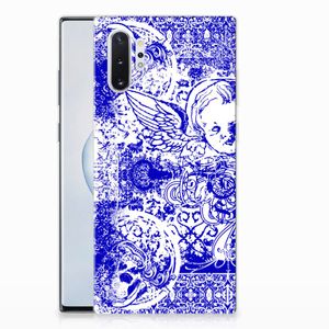 Silicone Back Case Samsung Galaxy Note 10 Plus Angel Skull Blauw