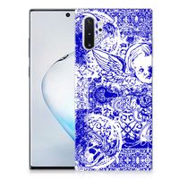 Silicone Back Case Samsung Galaxy Note 10 Plus Angel Skull Blauw - thumbnail