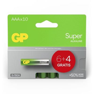 GP 6+4 Super Alkaline 1,5 V AAA Micro LR03 GPSUP24A997C10 Merk:
