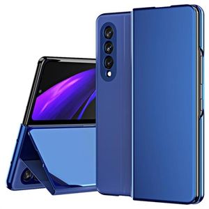 Luxury Series Mirror View Samsung Galaxy Z Fold3 5G Flip Case - Blauw