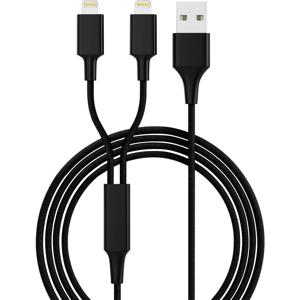 Smrter USB-laadkabel USB 2.0 USB-A stekker, Apple Lightning stekker 1.20 m Zwart SMRTER_HYDRA_DUO_L_BK