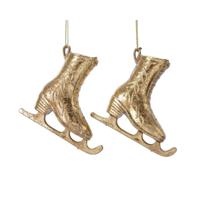 Decoris Kersthangers - 2x - gouden schaatsen - 8 cm