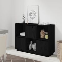 Dressoir 110,5x35x80 cm massief grenenhout zwart - thumbnail