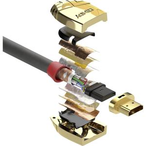 LINDY 37865 HDMI-kabel HDMI Aansluitkabel HDMI-A-stekker, HDMI-A-stekker 7.50 m Grijs 4K UHD