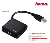 Hama 4-poorts USB 3.0 hub, compatibel met Windows 10, zwart