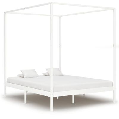 vidaXL Hemelbedframe massief grenenhout wit 160x200 cm