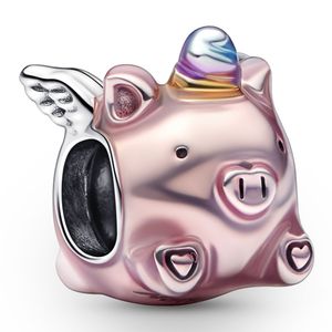 Pandora 792573C01 Bedel Flying Unicorn Pig zilver-emaille meerkleurig