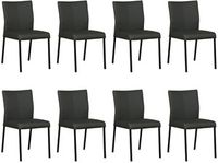 Set van 8 Donkergroene leren moderne eetkamerstoelen Basic - poot vierkant zwart - Toledo Leer Verde (donkergroen leer) - thumbnail