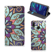 Huawei Y7 hoesje Y7 Pro (2019) Smart Cover Purple Flower