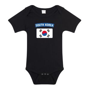 South-Korea / Zuid-Korea landen rompertje met vlag zwart voor babys 92 (18-24 maanden)  -