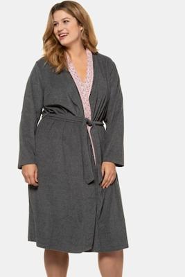 Ulla Popken Badjas, ceintuur, 2 zakken, badstof - Grote Maten