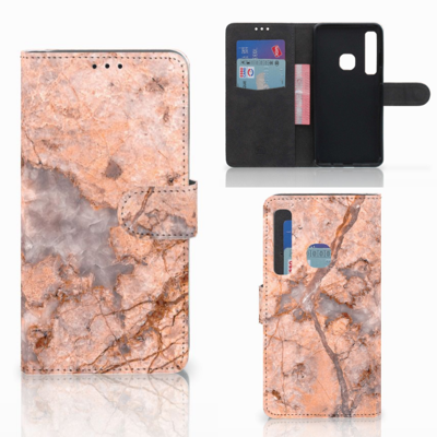 Samsung Galaxy A9 2018 Bookcase Marmer Oranje