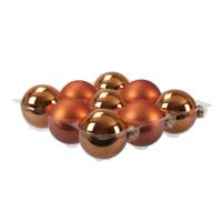 9x Glazen Kerstballen Mat/glans Goudsbloem Oranje 10 Cm - Kerstbal