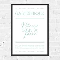 Poster gastenboek mintgroen typografisch