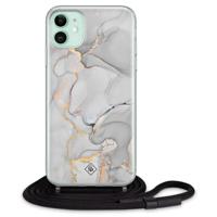 iPhone 11 hoesje met koord - Marmer grijs