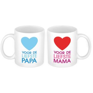 Hartje voor de liefst mama en papa mok - Vaderdag en moederdag cadeau