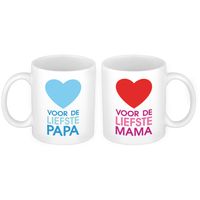 Hartje voor de liefst mama en papa mok - Vaderdag en moederdag cadeau   -