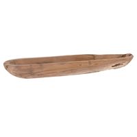 Tafel decoratie schaal - teak hout - 70 x 12 cm - thumbnail