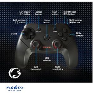 Gamepad | Draadloos | Batterij Gevoed | PC | Aantal knoppen: 11 | Kabellengte: 1.00 m | Zwart