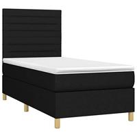 vidaXL Boxspring met matras en LED stof zwart 90x200 cm, bed, boxspringbed, tweepersoonsbed, slaapmeubel, boxspring bed, bed met matras, bedframe