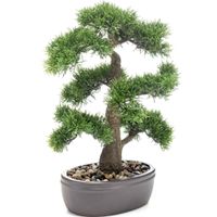 Bonsai boompje Cedrus Atlantica Glauca kunstplant in ovale kunststof pot 45 cm - thumbnail