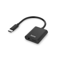 Hama 2in1 Audio-/oplaadadapter USB-C - USB-C En 3,5-mm-jack Audio Zwart - thumbnail