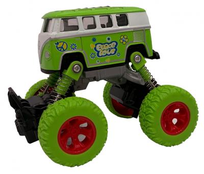 Big Wheels World monstertruck pull back 11,5 cm staal groen