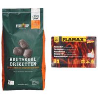 BBQ starterspakket - houtskool briketten 5 kilo - barbecue aanmaakblokjes 32x