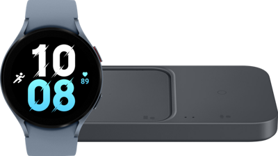 Samsung Galaxy Watch5 4G Blauw 44mm + Duo Draadloze Oplader 15W