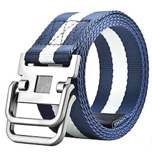 heren nylon riem gemakkelijk verstelbare dubbele ringgesp golfriem zwart casual unisex web canvas riem metalen tactische gesp mode effen gestreept Lightinthebox