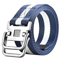 heren nylon riem gemakkelijk verstelbare dubbele ringgesp golfriem zwart casual unisex web canvas riem metalen tactische gesp mode effen gestreept Lightinthebox - thumbnail